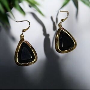 🆕5th Avenue Genuine Black Onyx Teardrop Earrings